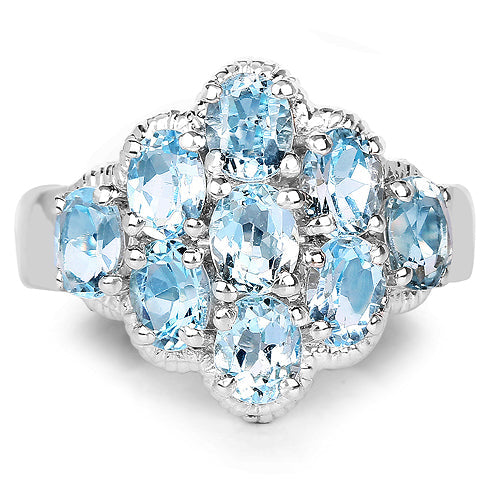 3.24 Carat Genuine Blue Topaz .925 Sterling Silver Ring