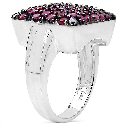 Bague en argent sterling .925 avec rubis véritable de 3,15 carats