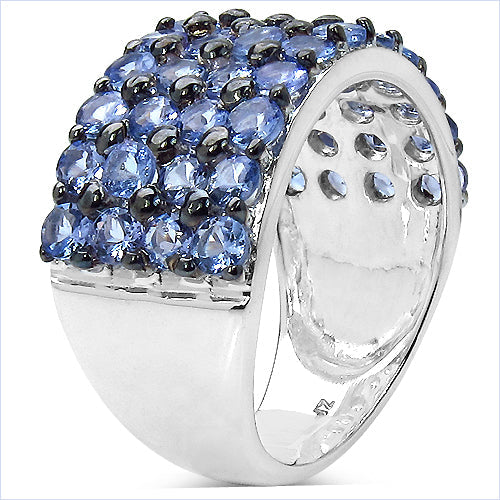 3.08 Carat Genuine Tanzanite .925 Sterling Silver Ring