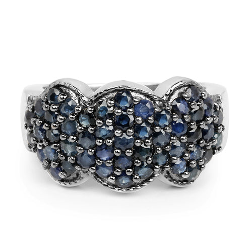 Bague en argent sterling 925 avec saphir bleu véritable de 2,35 carats