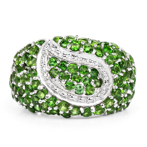 Bague en argent sterling 925 avec diopside chromé véritable de 5,18 carats