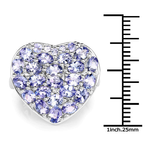 Bague en argent sterling .925 avec tanzanite véritable de 3,96 carats