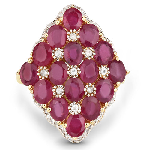 6.49 Carat Glass Filled Ruby and White Topaz .925 Sterling Silver Ring