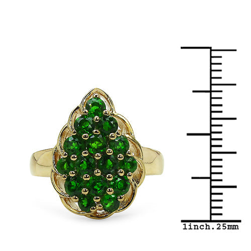 Bague en argent sterling .925 avec diopside chromé véritable de 1,71 carat