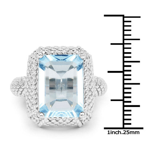 Bague en argent sterling 925 et topaze bleue véritable de 9,25 carats