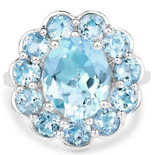 8.67 Carat Genuine Blue Topaz .925 Sterling Silver Ring
