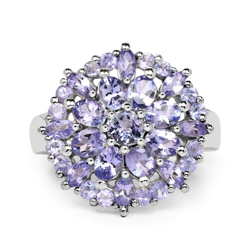 Bague en argent sterling 925 avec tanzanite véritable de 2,79 carats