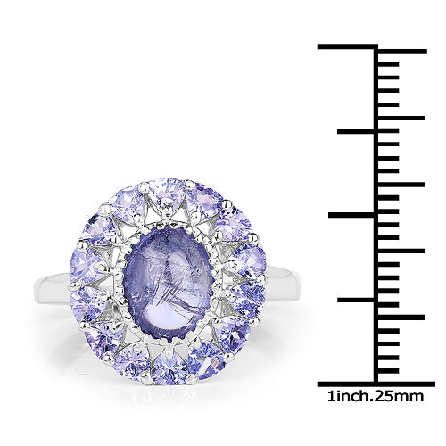 Bague en argent sterling .925 avec tanzanite véritable de 3,85 carats