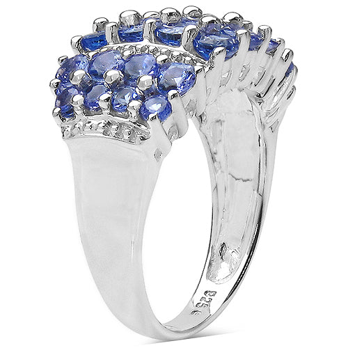Bague en argent sterling 925 et tanzanite véritable de 2,06 carats