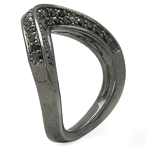 Bague en argent sterling 925 avec diamant noir véritable de 1,02 carat