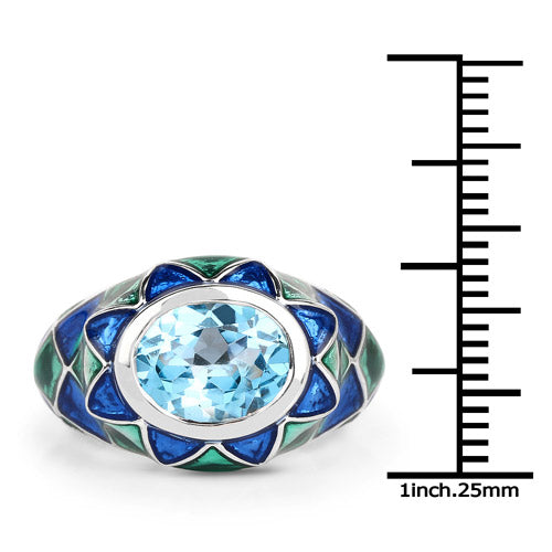 Bague en argent sterling 925 avec topaze bleue suisse véritable de 3,25 carats