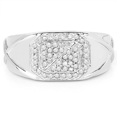 Bague en argent sterling 925 plaqué or blanc 14 carats avec diamant blanc véritable de 0,24 carat
