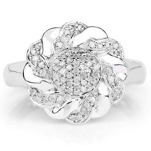 Bague en argent sterling 925 plaqué or jaune 14 carats et diamant blanc véritable de 0,28 carat