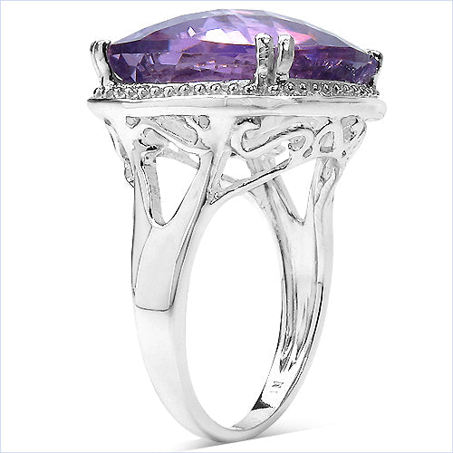 Bague en argent sterling .925 avec améthyste véritable de 11,93 carats