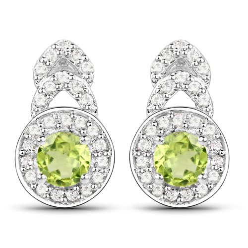Parure de bijoux en argent sterling 925 avec péridot véritable de 2,68 carats et topaze blanche