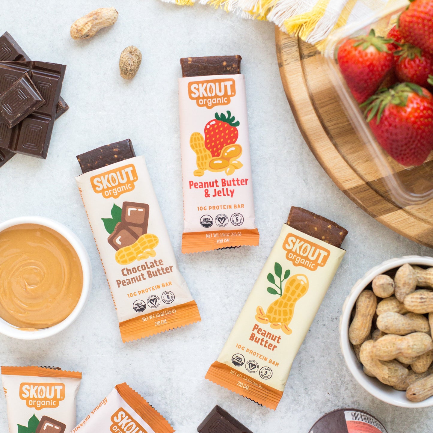 Skout Organic Peanut Butter Protein Bar Bundle - 15 Pack