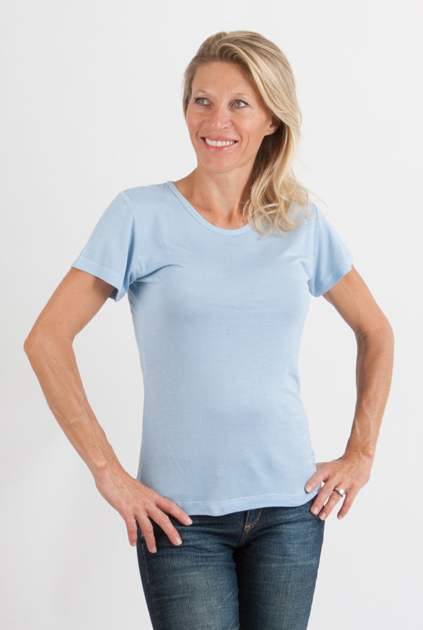 T-shirt à manches courtes et col rond 100 % viscose de bambou pour femme