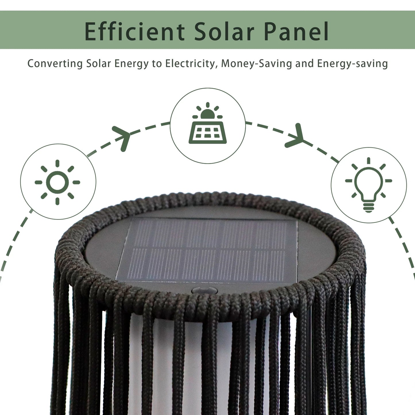 2 Piece Solar Powered Lantern Wicker Solar Patio Lamp Black