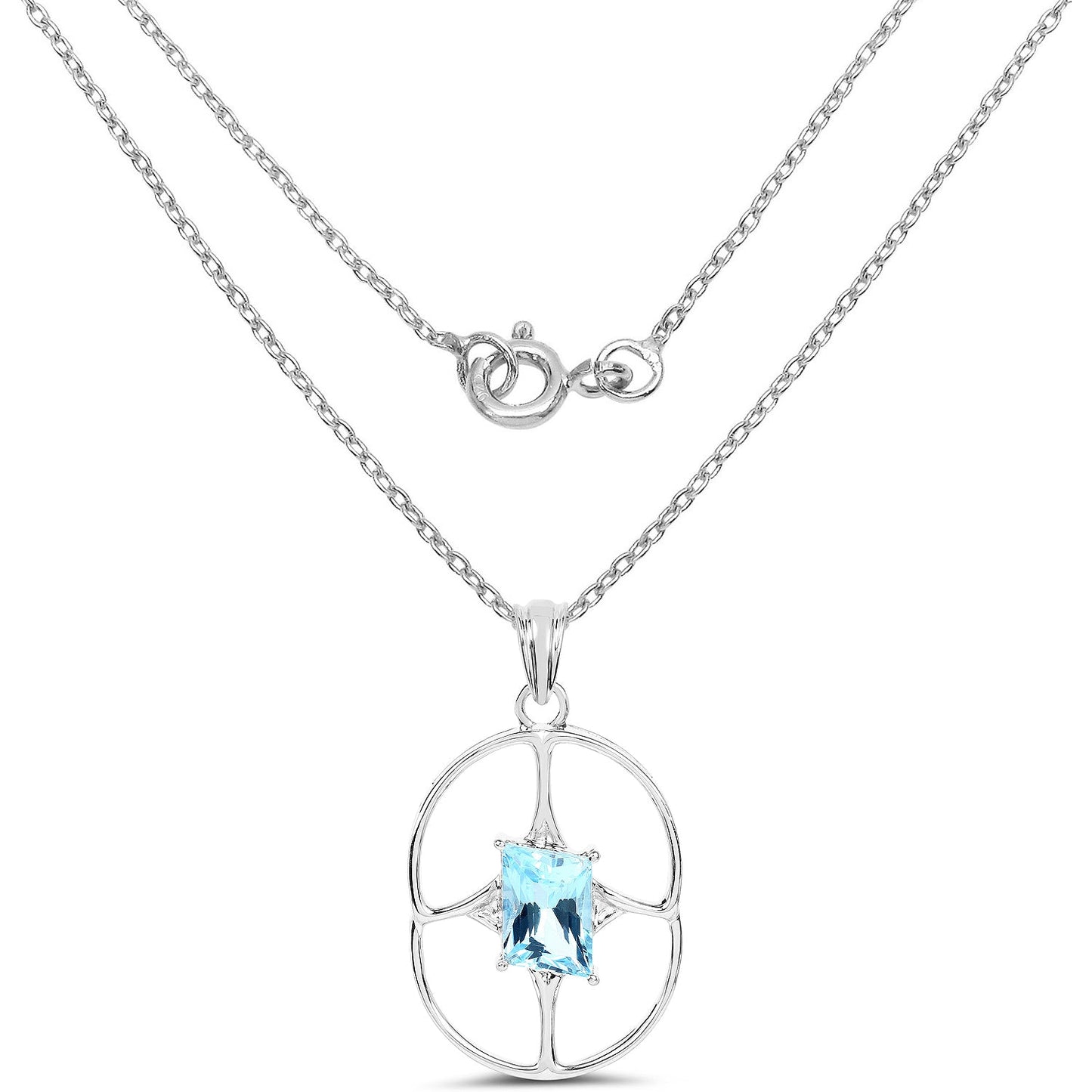 5.26 Carat Genuine Swiss Blue Topaz .925 Sterling Silver Pendant
