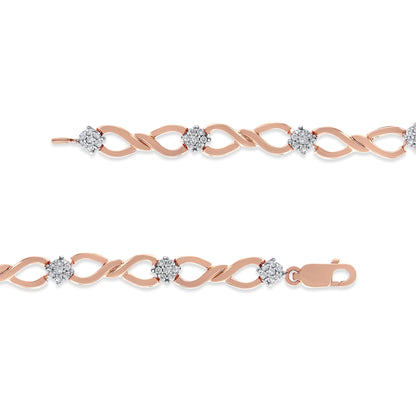 10K Rose Gold Plated .925 Sterling Silver 1/2 Cttw Diamond Infinity Link Tennis Bracelet (H-I Color, I2-I3 Clarity) -7â€
