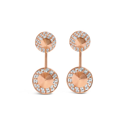 14K Rose Gold 1.00 Cttw Diamond Double Cone Jacket Stud Earring (G-H Color, SI1-SI2 Clarity)