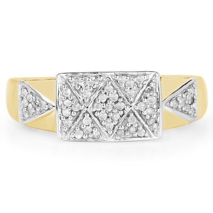14K Yellow Gold Plated 0.21 Carat Genuine White Diamond .925 Sterling Silver Ring