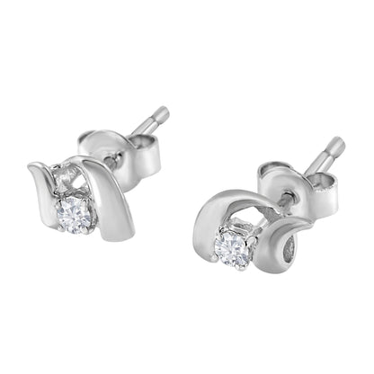 .925 Sterling Silver Round Cut Diamond Fashion Stud Earrings (0.10 cttw, I-J Color, I2-I3 Clarity)