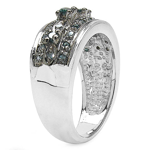 0.27 Carat Genuine Blue Diamond .925 Sterling Silver Ring