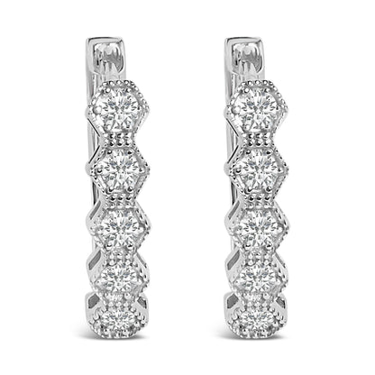 14K Gold 1/2 Cttw Diamond Earring Zig-Zagging Geometric Hoop Earrings (G-H Color, SI1-SI2)