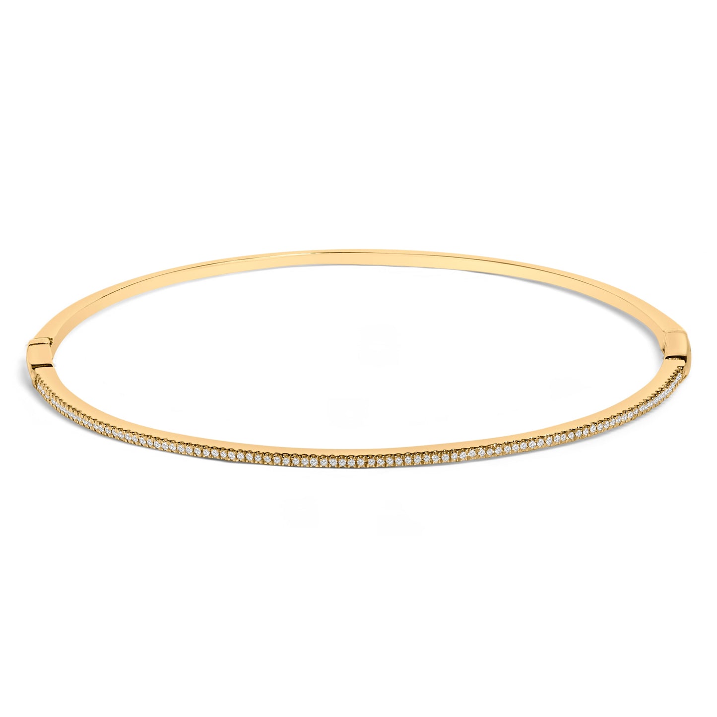 14K Yellow Gold 1/3 Cttw Diamond Half Eternity Bangle Bracelet (I-J Color, I2-I3 Clarity) - 7.75" Inches