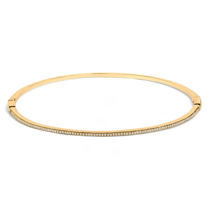 14K Yellow Gold 1/3 Cttw Diamond Half Eternity Bangle Bracelet (I-J Color, I2-I3 Clarity) - 7.75" Inches