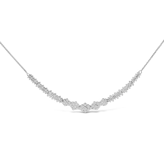 Collier barre grappe composite de diamants de 2,00 carats en or blanc 14 carats (couleur H-I, pureté I2-I3) - 45,7 cm