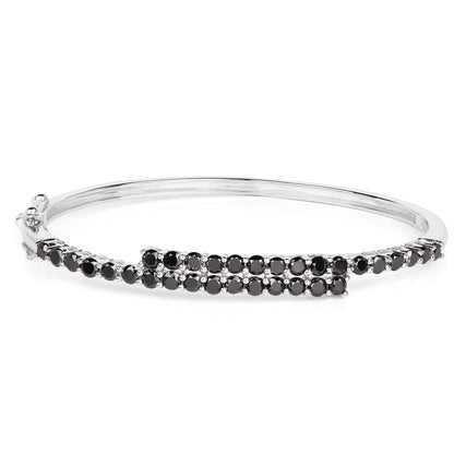 4.00 Carat Genuine Black Diamond .925 Sterling Silver Bangle