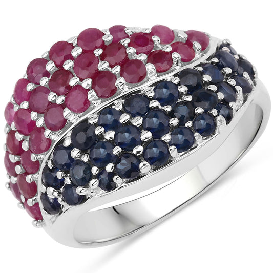 Bague en Argent Sterling 925 Véritable de 2,18 Carats avec Pierres Multiples