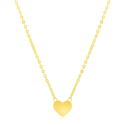 14k Yellow Gold Polished Mini Heart Necklace