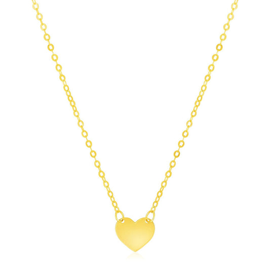 Collier mini-cœur poli en or jaune 14 carats