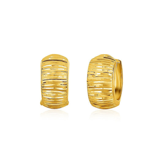 Boucles d'oreilles créoles en or jaune 14 carats taillées au diamant