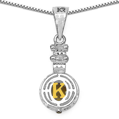 1.00 Carat Genuine Citrine, Champagne Diamond & White Diamond .925 Sterling Silver Pendant