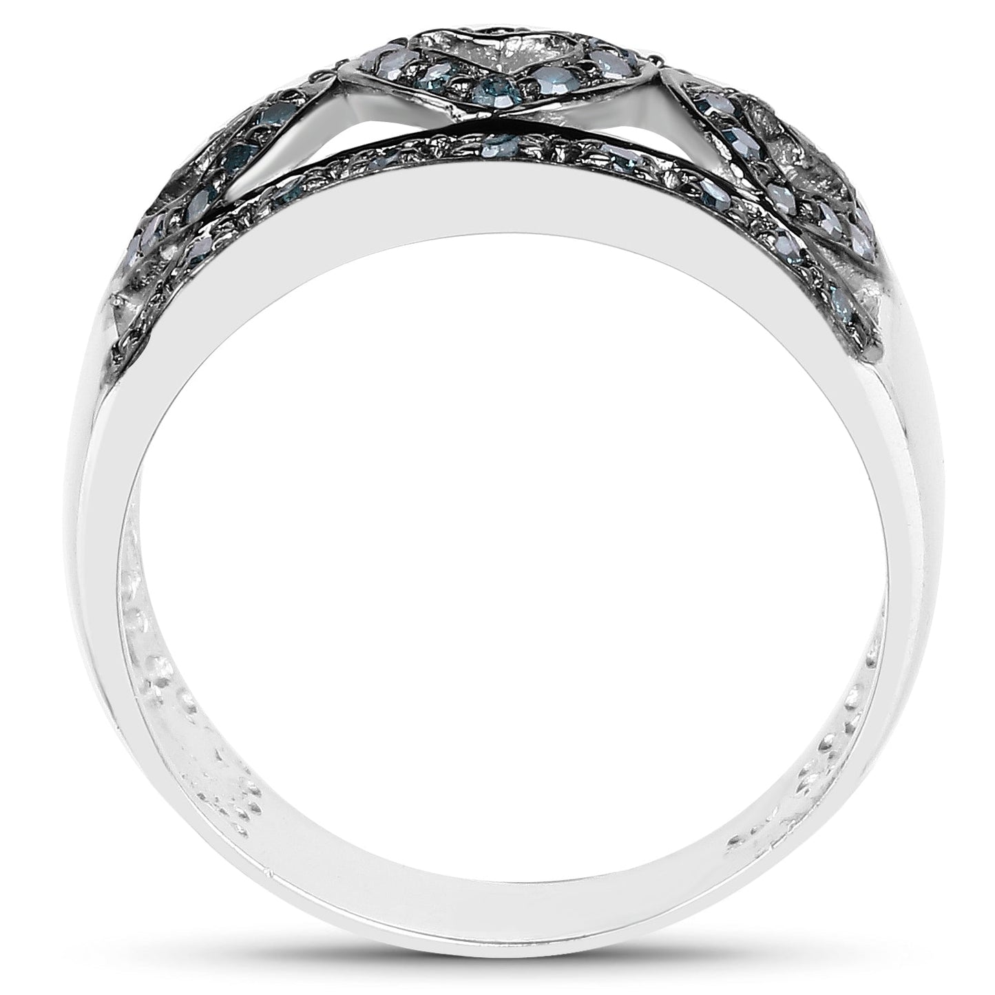 0.32 Carat Genuine Blue Diamond .925 Sterling Silver Ring