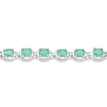 3.78 Carat Genuine Emerald .925 Sterling Silver Bracelet