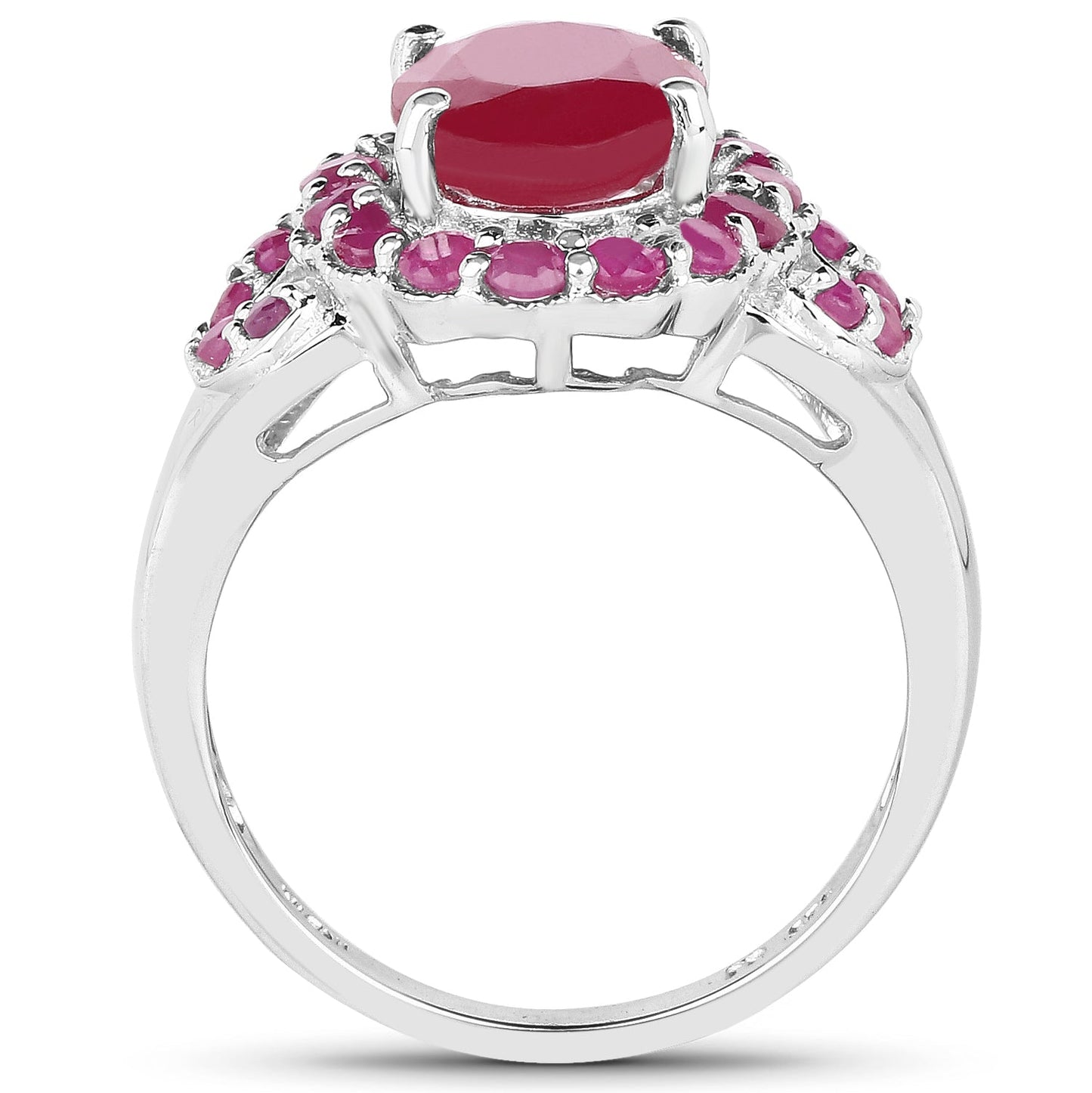 4.43 Carat Glass Filled Ruby and Ruby .925 Sterling Silver Ring