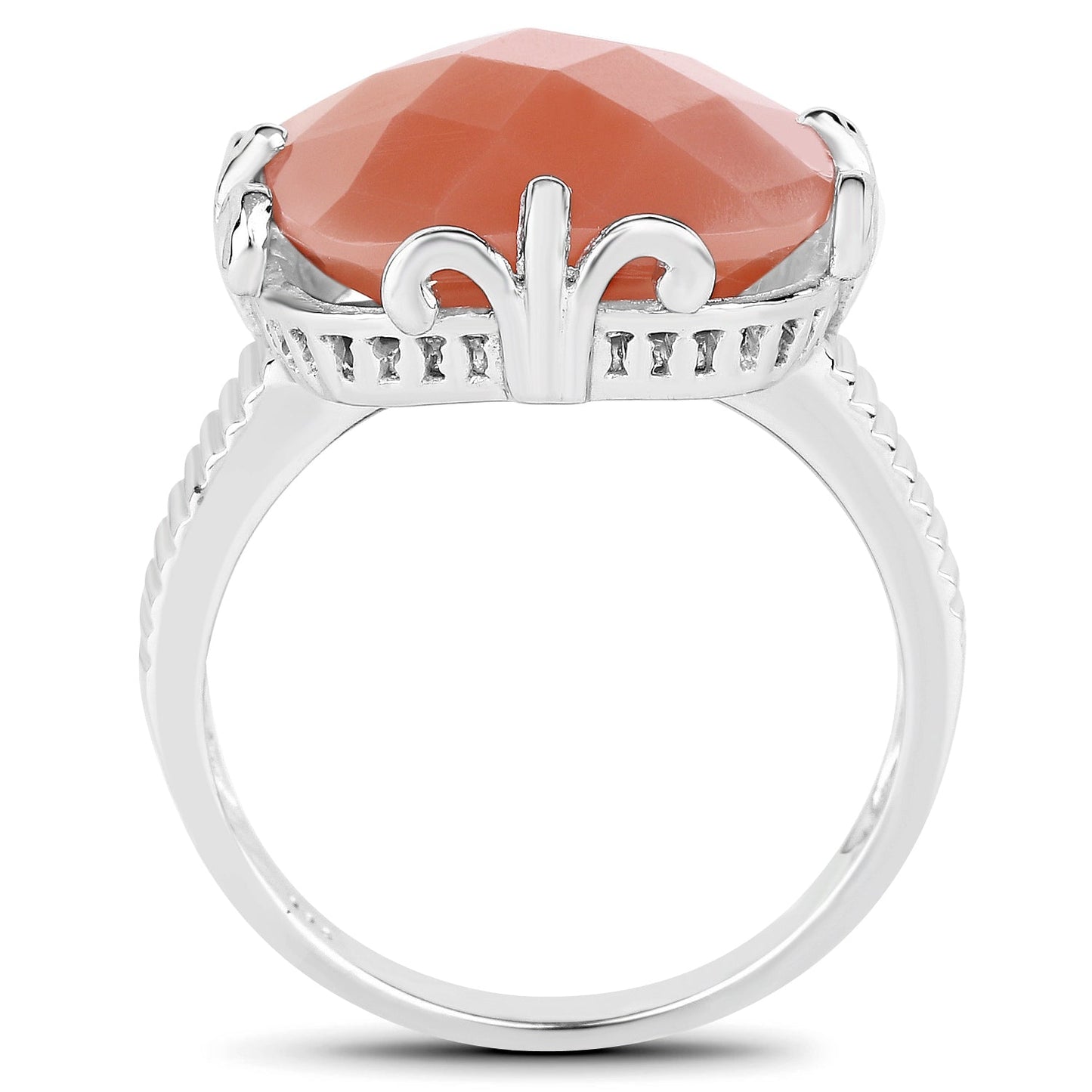 12.75 Carat Genuine Peach Moonstone .925 Sterling Silver Ring