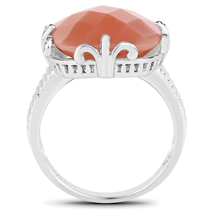 12.75 Carat Genuine Peach Moonstone .925 Sterling Silver Ring