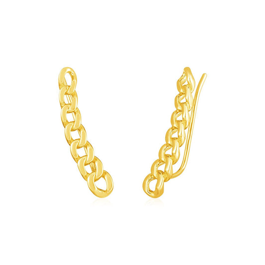 Boucle d'oreille grimpante en or jaune 14 carats avec maillons de chaîne