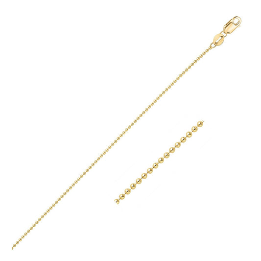 Chaîne de perles en or jaune 14 carats 1,0 mm