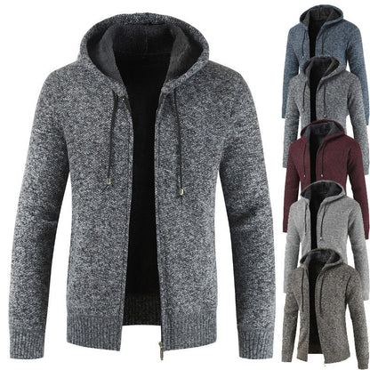 2026 Cross-Border Ebay Autumn And Winter New Men's Thickened Fleece Cardigan Sweater Men's Hooded Cardigan Jacket