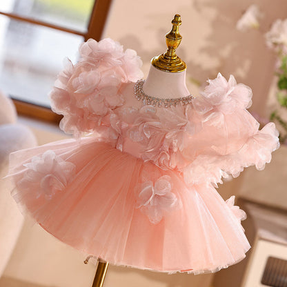 Summer Little Girl Host Dress Piano Performance Tutu