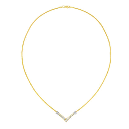 14K Yellow and White Gold 1/4 Cttw Princess Cut Diamond Channel-Set â€œVâ€ Shape 18" Pendant Necklace (H-I Color, SI2-I1 Clarity)