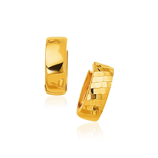 Créoles texturées et polies en or jaune 14 carats