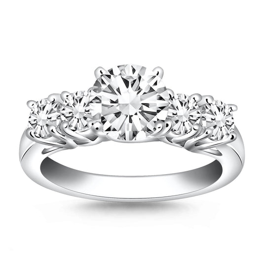 Bague de fiançailles treillis à cinq diamants en or blanc 14 carats